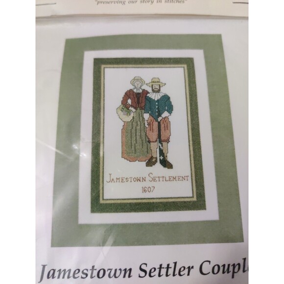 Posy Collection PC463 Jamestown Settler Couple Counted Cross Stitch Sealed Kit - Picture 2 of 4